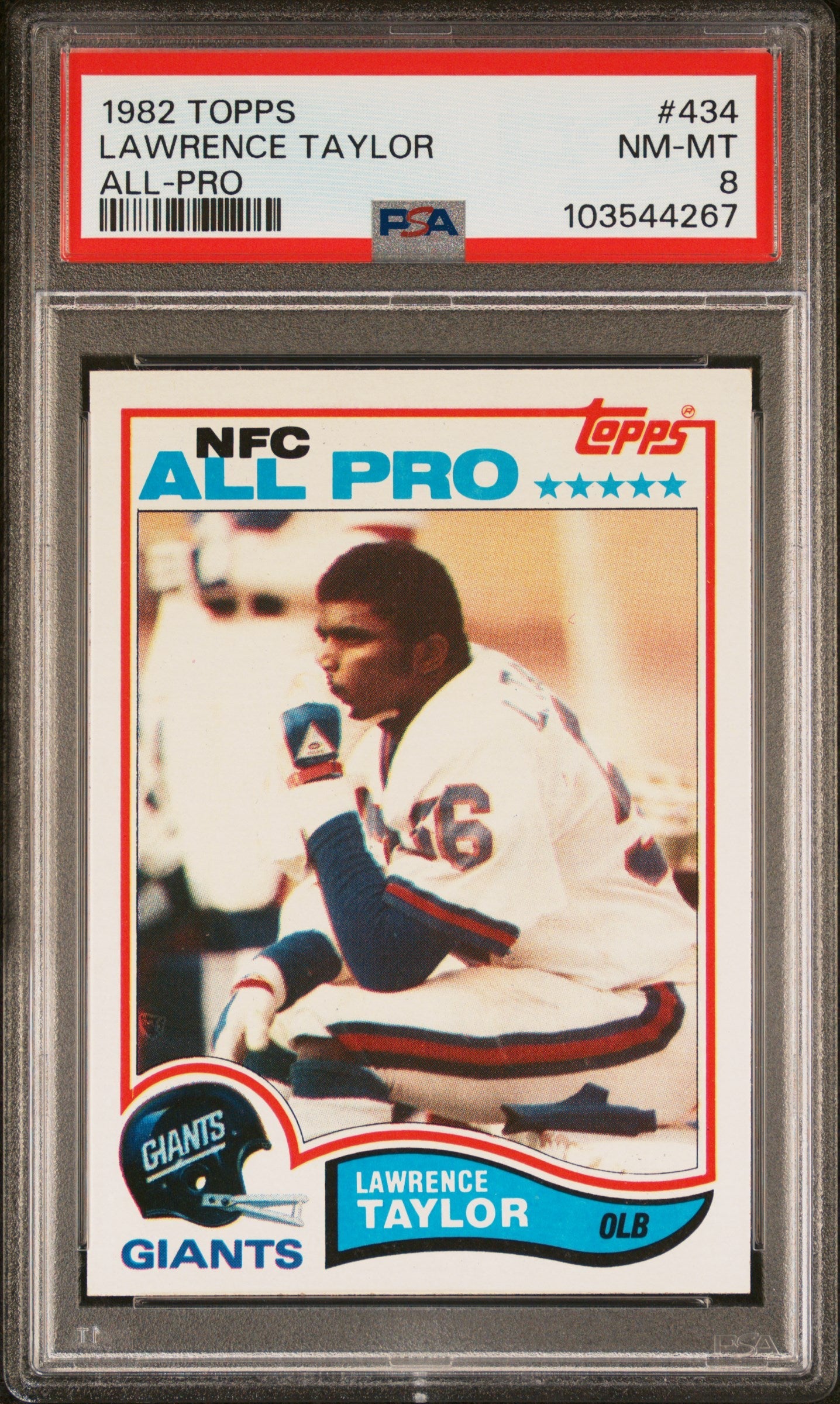 Graded 1982 Topps Lawrence Taylor #434 Rookie RC Football Card PSA 8 Near Mint-Mint