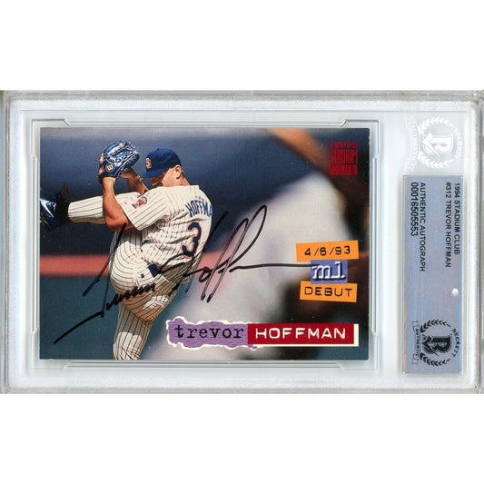 Trevor Hoffman San Diego Padres Signed 1994 Stadium Club Card Beckett Authentic Auto Slab