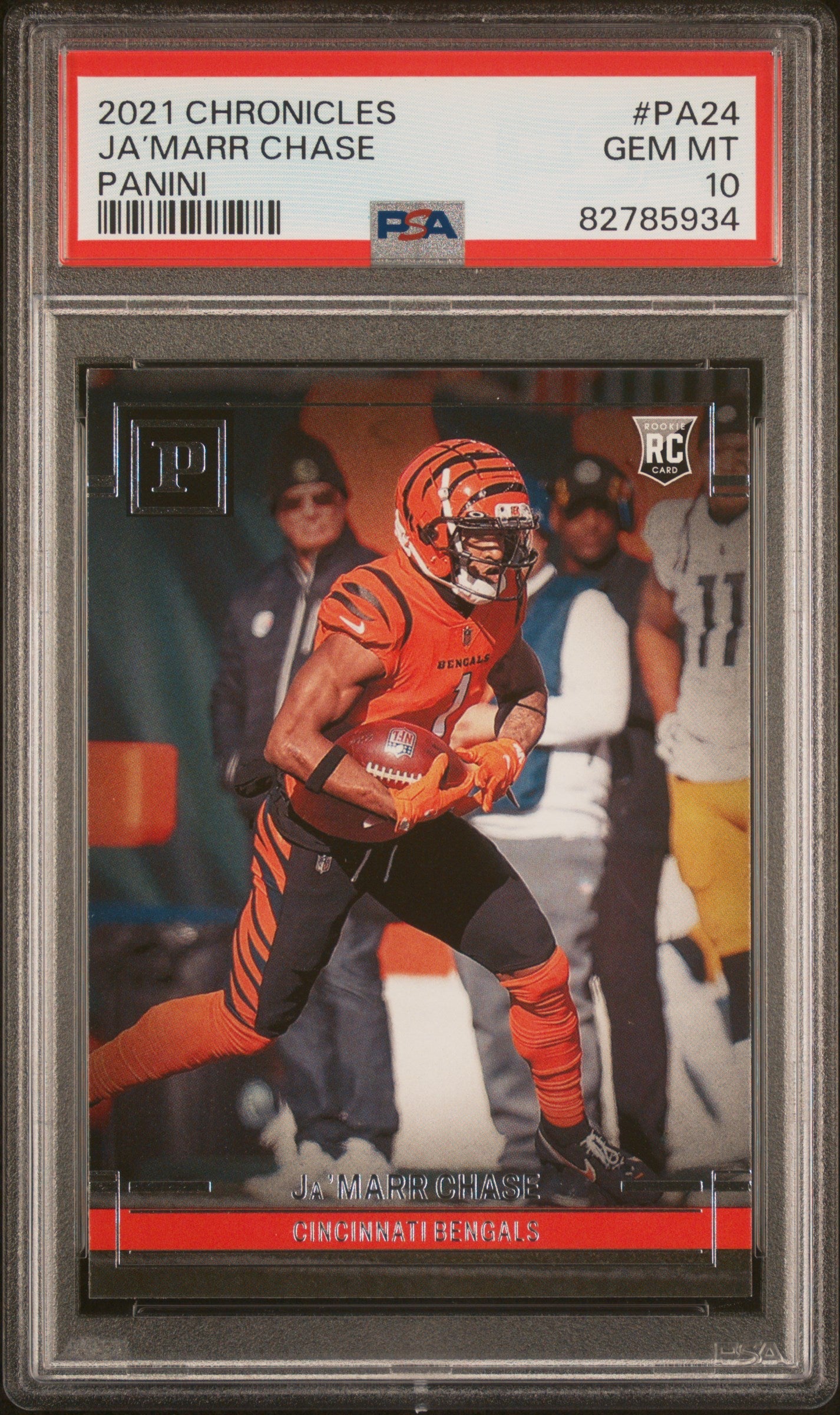 Graded 2021 Panini Chronicles Ja'Marr Chase #PA24 Panini Rookie RC Football Card PSA 10 Gem Mint