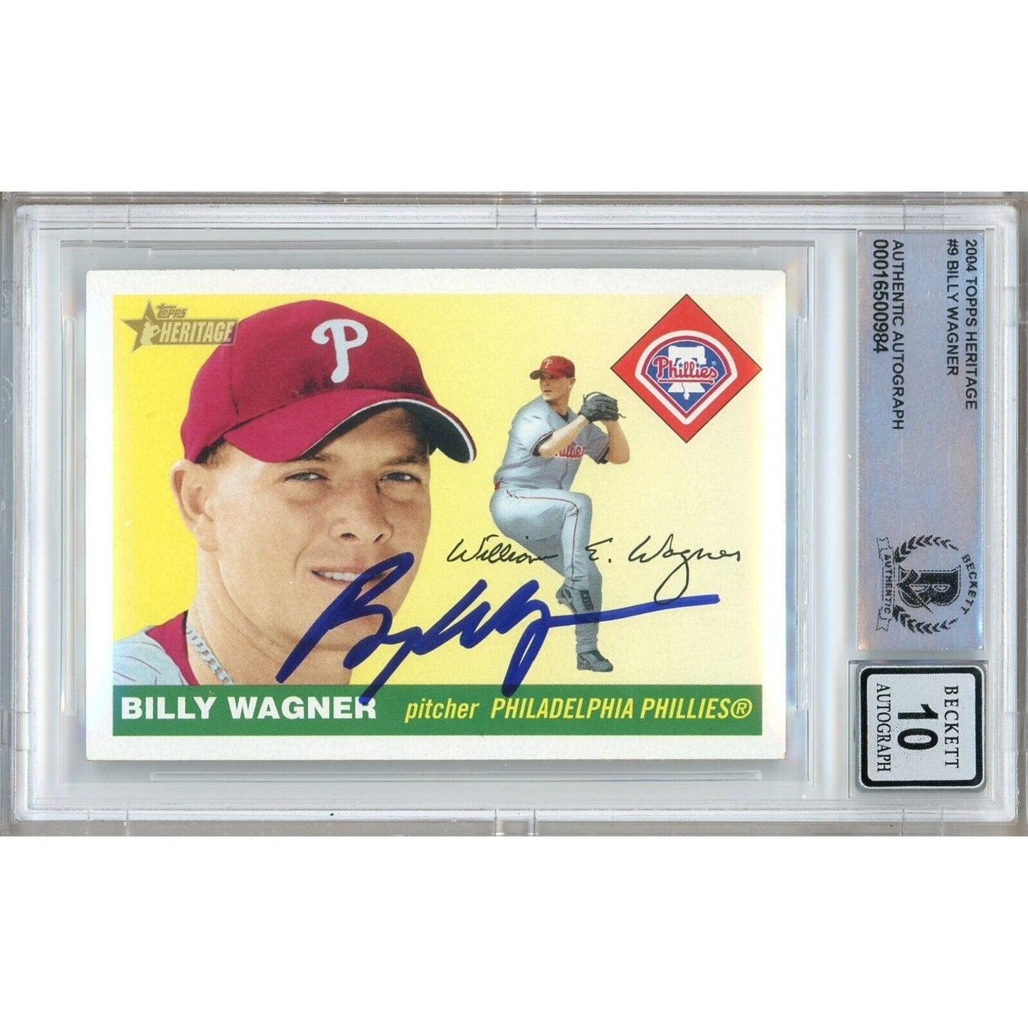 2004 Topps Heritage #9 — Billy Wagner Phillies Autographed Trading Card — Beckett Authentication