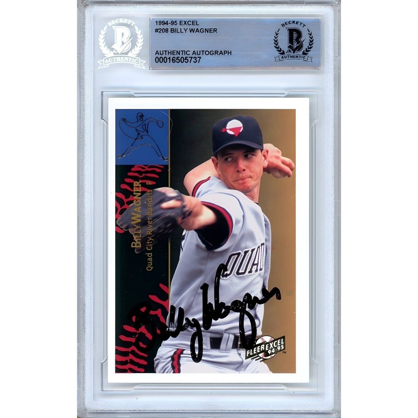 1994 Fleer Excel #208 — Billy Wagner Houston Astros Autographed Trading Card — Beckett Authentication