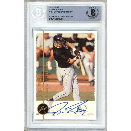 1999 Just Autographs #124 — Jayson Werth Phillies Autographed Rookie Trading Card — Beckett Authentication