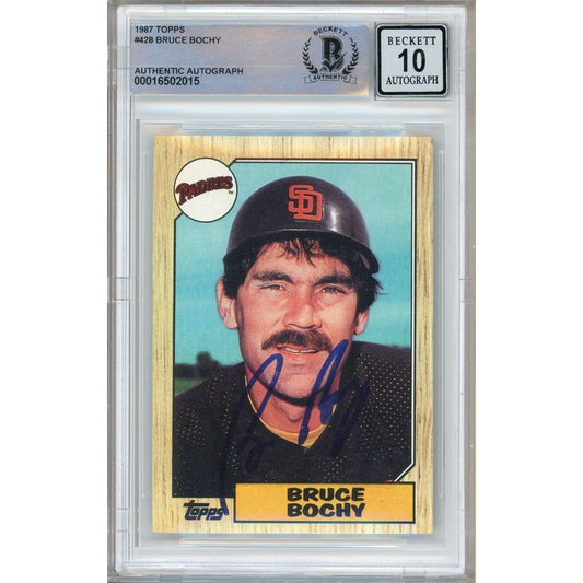 1987 Topps #428 — Bruce Bochy San Diego Padres Autographed Trading Card — Beckett Authentication