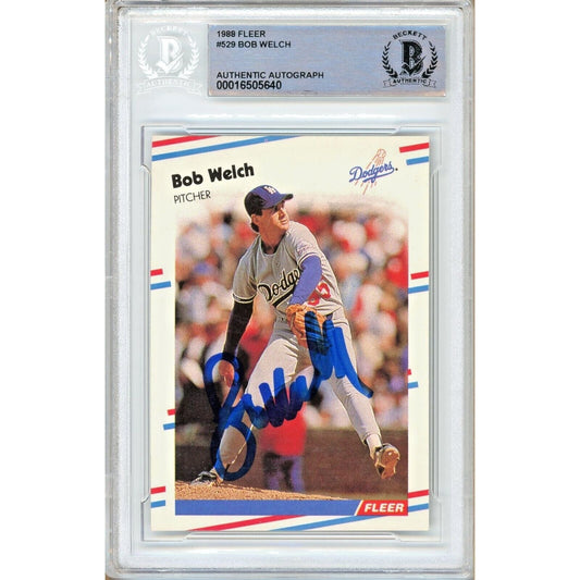 1988 Fleer #529 — Bob Welch Los Angeles Dodgers Autographed Trading Card — Beckett Authentication